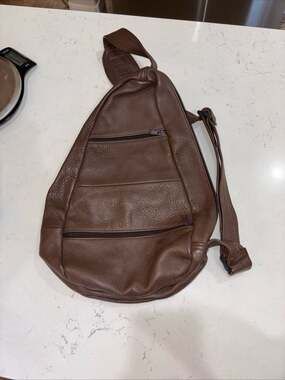 Genuine Leather Teardrop Sling Crossbody Bag